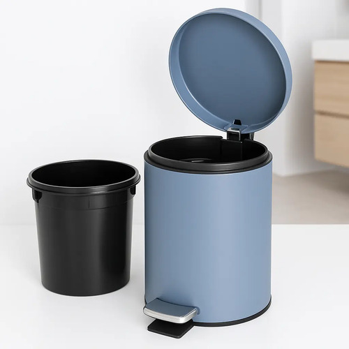 Lata De Lixo Lixeira Inox Redonda Pedal Balde Removivel 5l