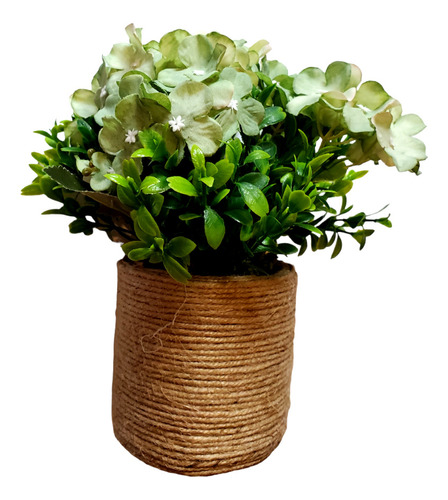 Hortensias Verdes Arreglo Floral Con Macetita Decoracion