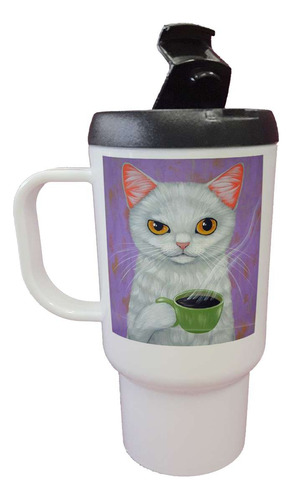 Jarro Termico Animal Gato Michi Taza De Cafe Mirada Ojo