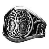 Anillo Nordico Vikingo Arbol De La Vida , Acero Inoxidable