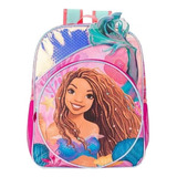 Mochila Back Pack Escolar De Primaria Disney La Sirenita La Pelicula Color Rosa