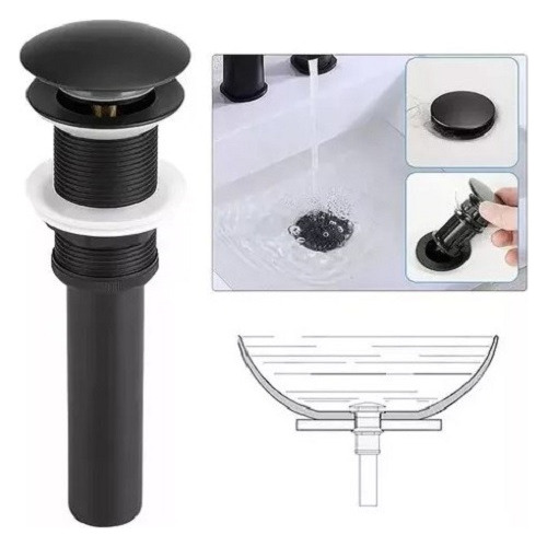 Metal Desague Tapon Contra Push P Lavabo Ovalin Baño Negro