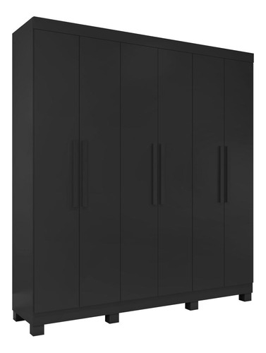 Guarda-roupa Casal Easy Slim 6 Portas Com Pés Preto Fosco