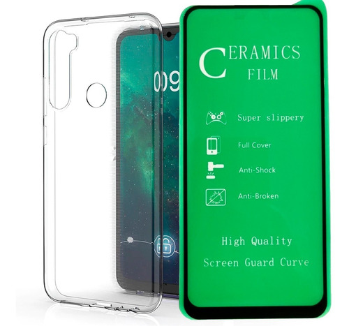 Funda Estuche Transparente + Vidrio Ceramico Para Tecno