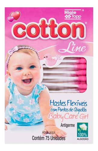 Haste Flexível Cotton Line Girl Com 75 Unidades