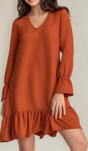 Vestido Casual Bohemio Mujer Andrea Manga Calidad Chedron  | Envío gratis
