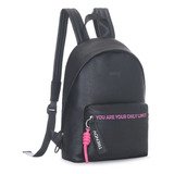 Mochila Reforzada Trendy Urbano Paseo Bolso Eco Cuero Paseo Color Negro Diseño De La Tela Liso