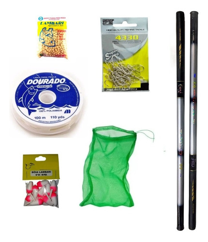 Kit De Pesca 2 Varas De Mão Completo + 63 Itens