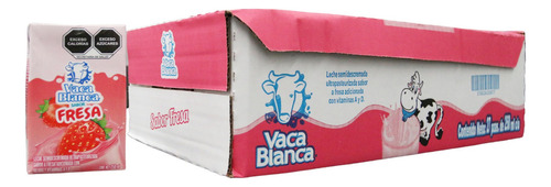 Leche Sabor Fresa Vaca Blanca 250 Ml, Caja Con 27 Pzas