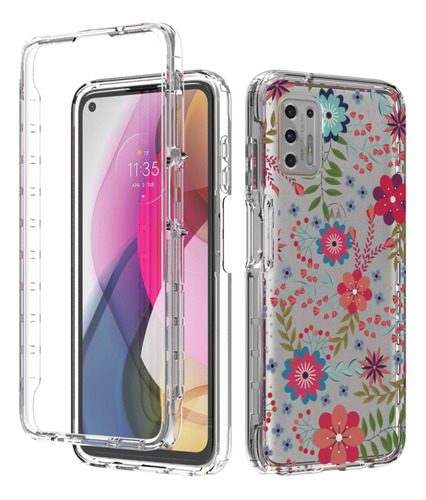 Funda Pequeña Pintada Floral Transparente Para Motorola Moto