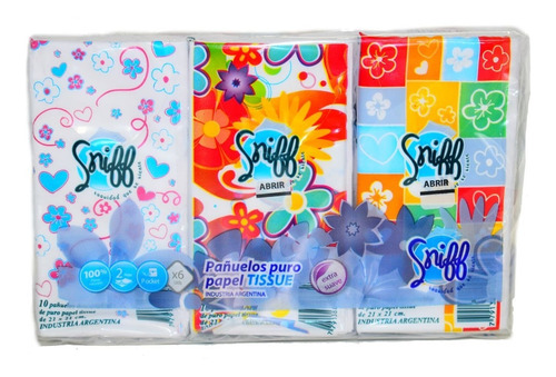Sniff Pocket Pack (6 Paquetes De 10 Pañuelos Descartables) Sniff - Pack X 6 X 10 Unidades C/u
