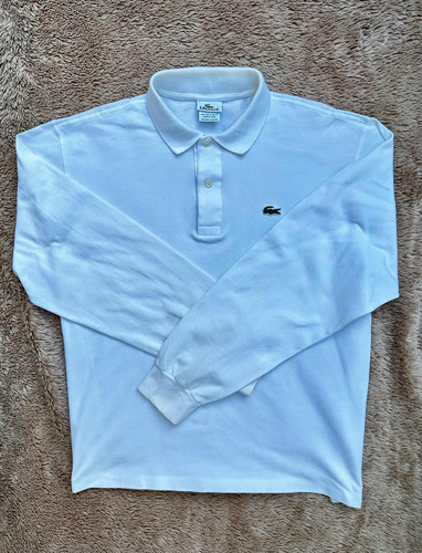 Playera Blanca De Manga Larga Lacoste Talla 6-l De Hombre