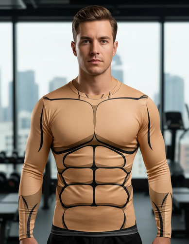Playera Caballero Manga Larga Cuerpo Musculoso Y Bronceado