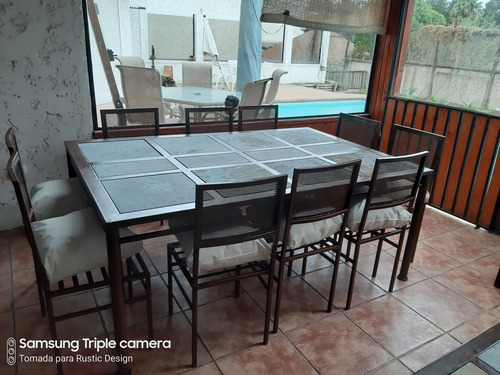 Comedor Fierro Etrusco Para Terraza Con 10 Sillas