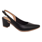 Sapato Scarpin Feminino Salto Baixo Social Slingback 78.01