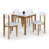 Conjunto Jantar Elisa (mesa 90cm + 4 Cadeiras Branco) Cor Branco/branco