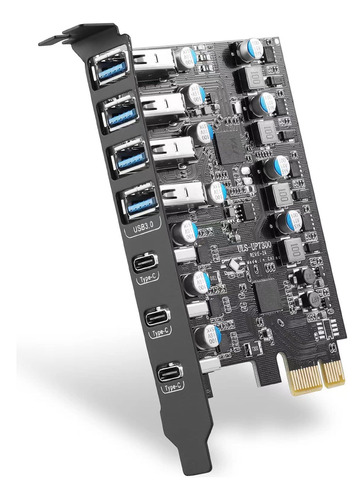 Fanblack Tarjeta De Expansion Pci-e A Usb 3.0 De 7 Puertos (