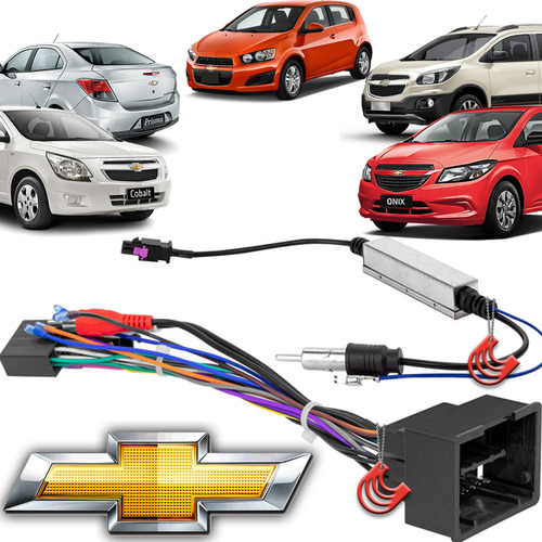 Chicote Conector Iso Adaptador Som + Antena Chevrolet Mylink