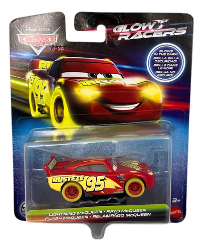 Rayo Mcqueen Cars Glow Racers Disney Pixar Mattel