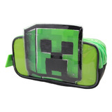 Cartuchera Escolar Minecraft Build Color Verde Liso