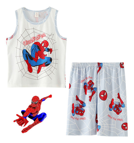 Conjunto De Pijama De Verano Para Niños Spider Man Y Chaleco