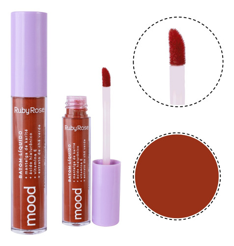 Batom Matte Líquido Vermelho Ruby Rose Longa Duração 