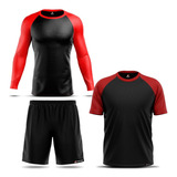 Kit 2 Camiseta Fitness Treino Térmica + Shorts Proteção Uv50