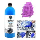 Shampoo Con Cera Para Autos + Guante De Microfibra 1 Litro