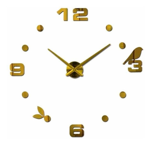 Reloj De Pared 3d Color Dorado