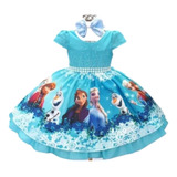  Vestido Infantil Tematico Frozen Festa Luxo Promoção 