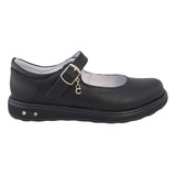 Zapato Escolar Niñas Hebilla Chabelo C584-a Piel Negro 15-26