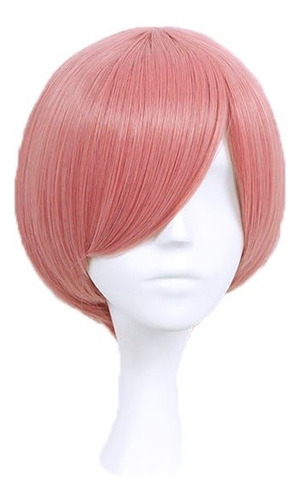 Pelucas Rosa Simil Natural Cosplay Drag Flequillo Corta