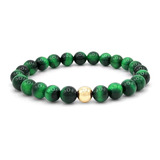 Pulsera Oro Laminado Ojo De Tigre Verde 8mm Iconic Store