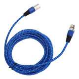 Cable De Micrófono Azul Tejido De 3 Pines Xlr Macho A Hembra
