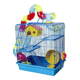 Gaiola Hamster Campbell 3 Andares Labirinto Completo Azul