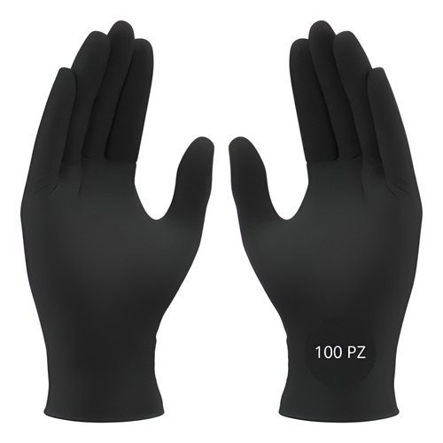 Guantes De Nitrilo Libre De Latex Sin Polvo Negro 100pz L/g