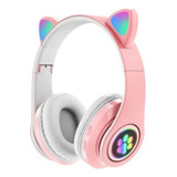 Fone Gamer Microfone Dobrável Gato Led Menina Menino Adulto