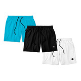 Kit 3 Shorts Bermuda Masculino Básico Mauricinho Tactel