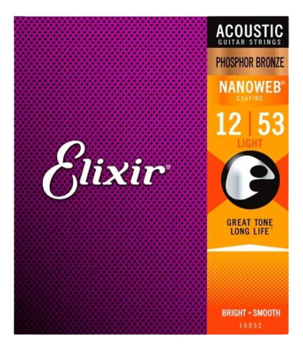 Cuerdas Elixir De Acero 12-53 Para Guitarra Acustica 16052