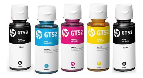 Kit X5 Tintas Hp Gt52 Gt53 Para,310, 315, 415, 5810, 5820