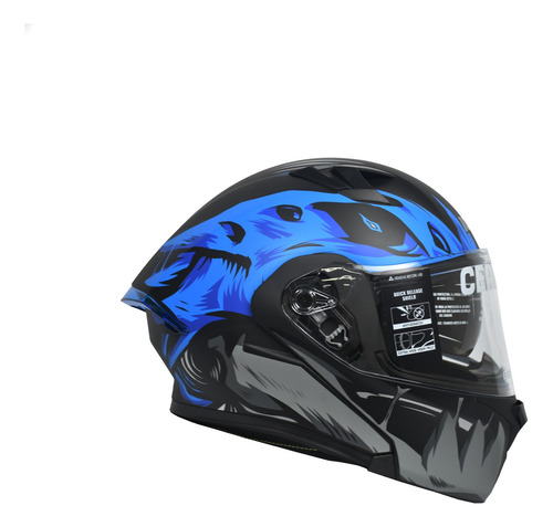 Casco Abatible Ich 3120 Tyrano Negro Mate Azul Visor Tr