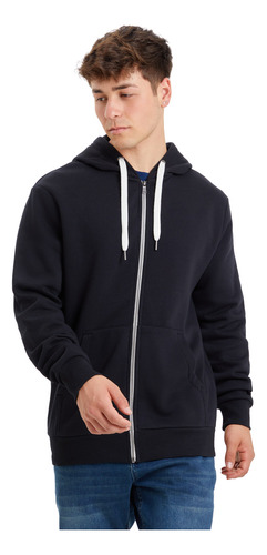 Polerón Hombre Hoodie Básico Full Negro Fashion's Park