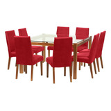 Jgo. De Comedor Barcelona 1400x1400 S/cadiz Cuero Rojo