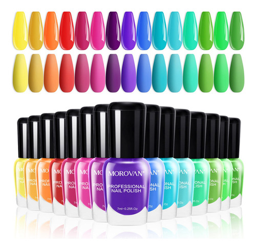 Pintura De Uñas  Morovan 15 Colores Brillantes 0.25 Oz Juego