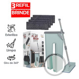 Esfregão Flat Mop Rodo Balde Vassoura Magica C/ 3 Refil Pano