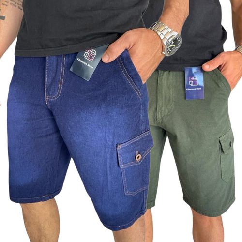  Kit 2 Bermuda/short Masculino Cargo Bermudas Brin