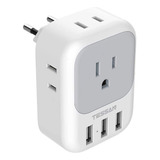 Adaptador De Enchufe Europeo 7 En 1, Enchufes De 4 Lados Par