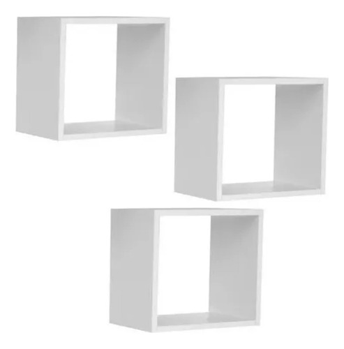 Trio De Nichos Quadrado Mdf Preto Ou Branco