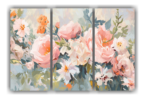 150x100cm Pintura Floral En Lienzo Estilo De Set 3 Artes Fot