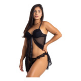 Camisola Lingerie Feminino Sexy Calcinha Fio Dental Duplo